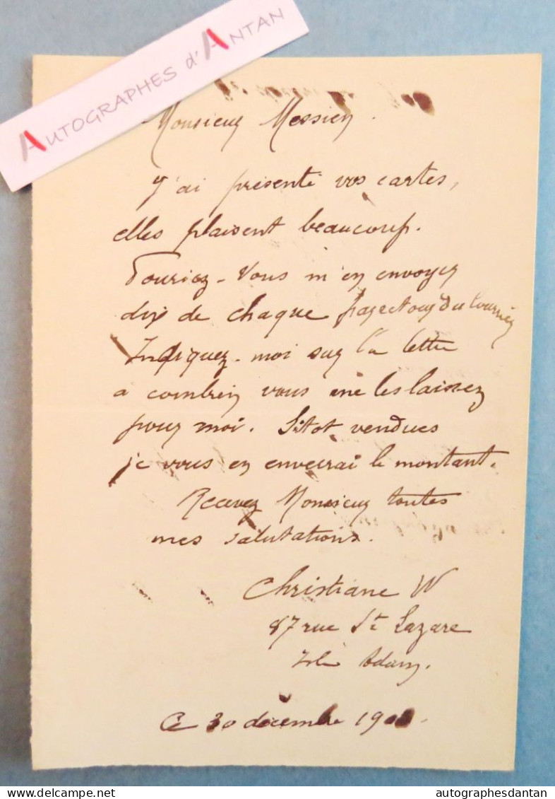 ● L.A.S Christiane Née Bastion Compagne Peintre Adolphe WILLETTE - L'Isle Adam - Messien - Lettre Autographe - Schilders & Beeldhouwers