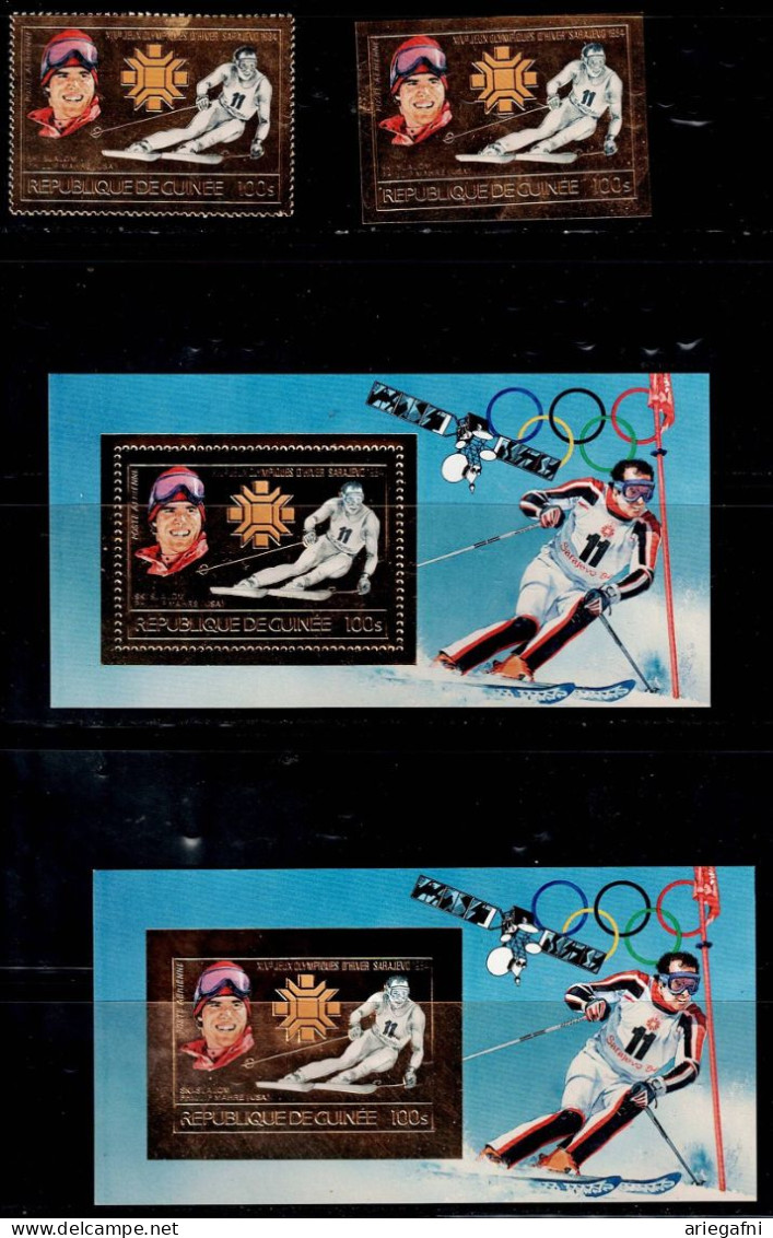 GUINEA 1984 WINTER OLYMPIC GAMES SARAJEVO SET GOLD + SET GOLD IMPERF MI No 1010 A+B+BLOCK 120A+B MNH VF!! - Winter 1984: Sarajevo