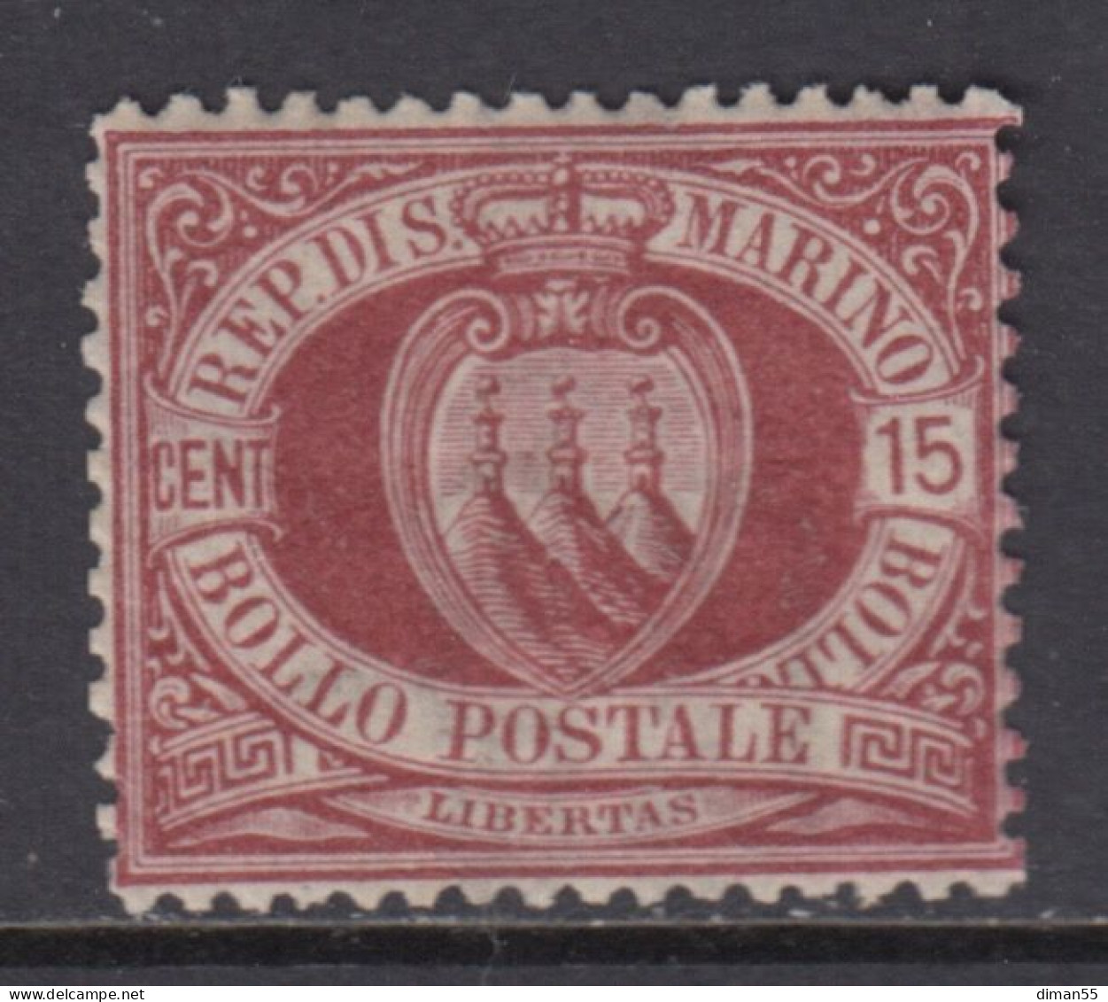 SAN MARINO - Sassone N.15 -  Cv 2750 Euro - CENTRATISSIMO - FIRMATO RAYBAUDI - MNH**  Gomma Integra - Unused Stamps