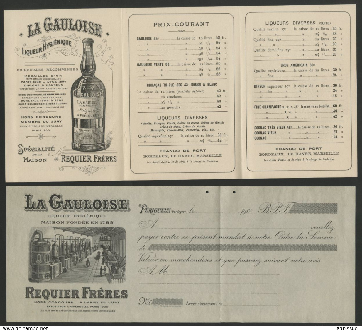 LA GAULOISE LIQUEUR HYGIENIQUE REQUIER FRERES PERIGUEUX 5 Pièces Différentes Voir Suite - Reclame