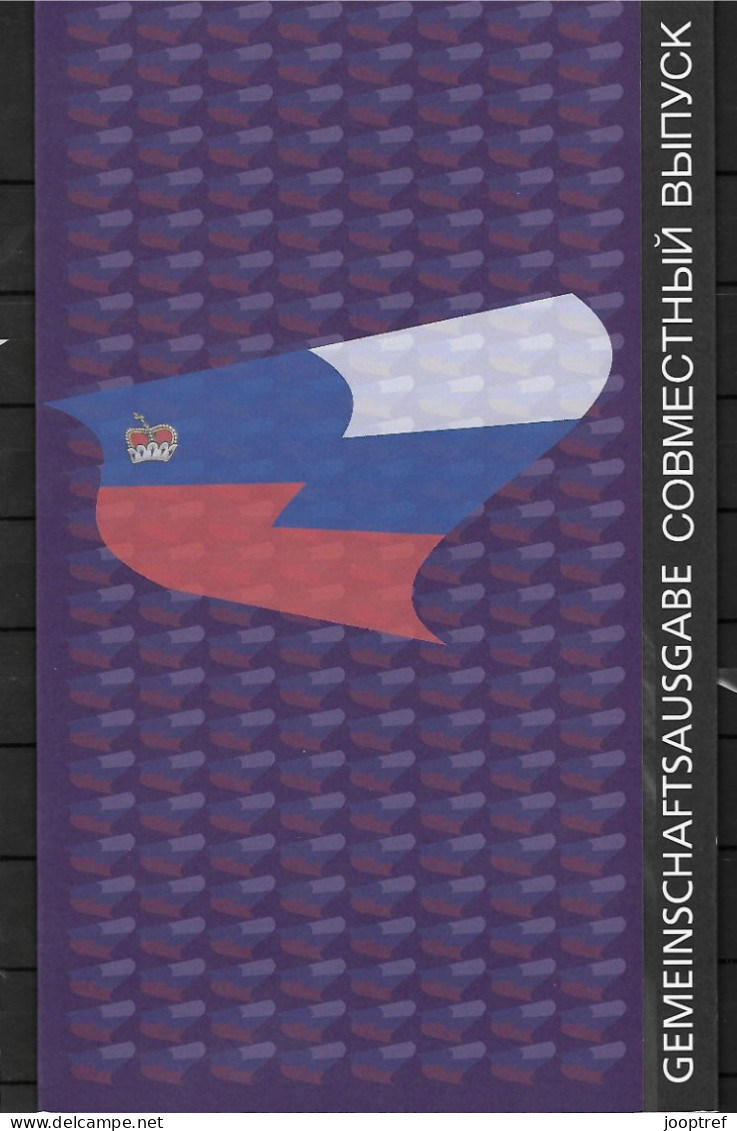 2013 Joint Liechtenstein And Russia, SOUVENIR FOLDER  WITH 2 BLOCKS + MIXED FDC: Painter Eugen Zotov - Joint Issues