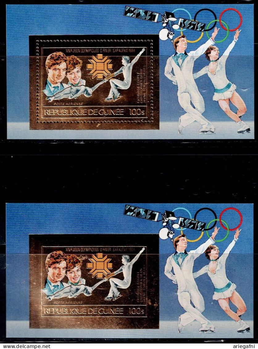 GUINEA 1984 WINTER OLYMPIC GAMES SARAJEVO BLOCK GOLD + BLOCK GOLD IMPERF MNH VF!! - Winter 1984: Sarajevo