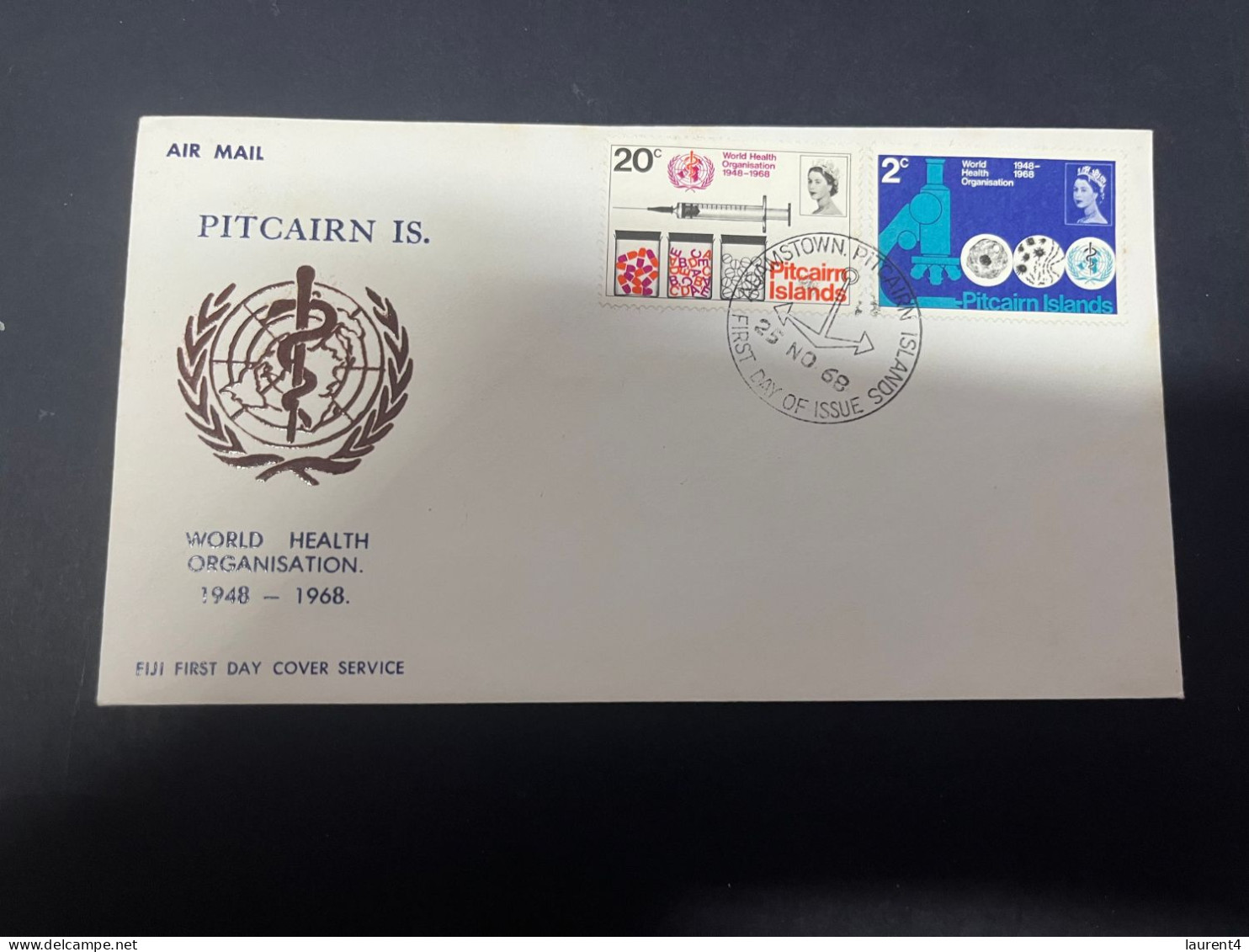 9-1-2024 (4 W 42)  Pitcairn Island - 1968 - World Health Organisation - WHO