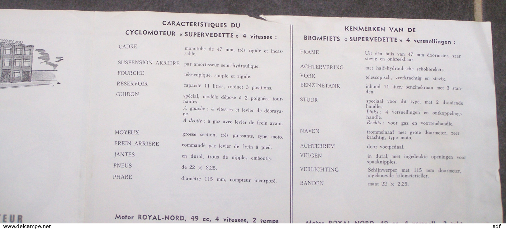 DEPLIANT PUB PUBLICITAIRE CYCLO MOTEUR CYCLOMOTEUR SCOOTER ROYAL NORD GRAND TOURISME, SUPER LUXE, VEDETTE, BERNADETTE - Motor Bikes