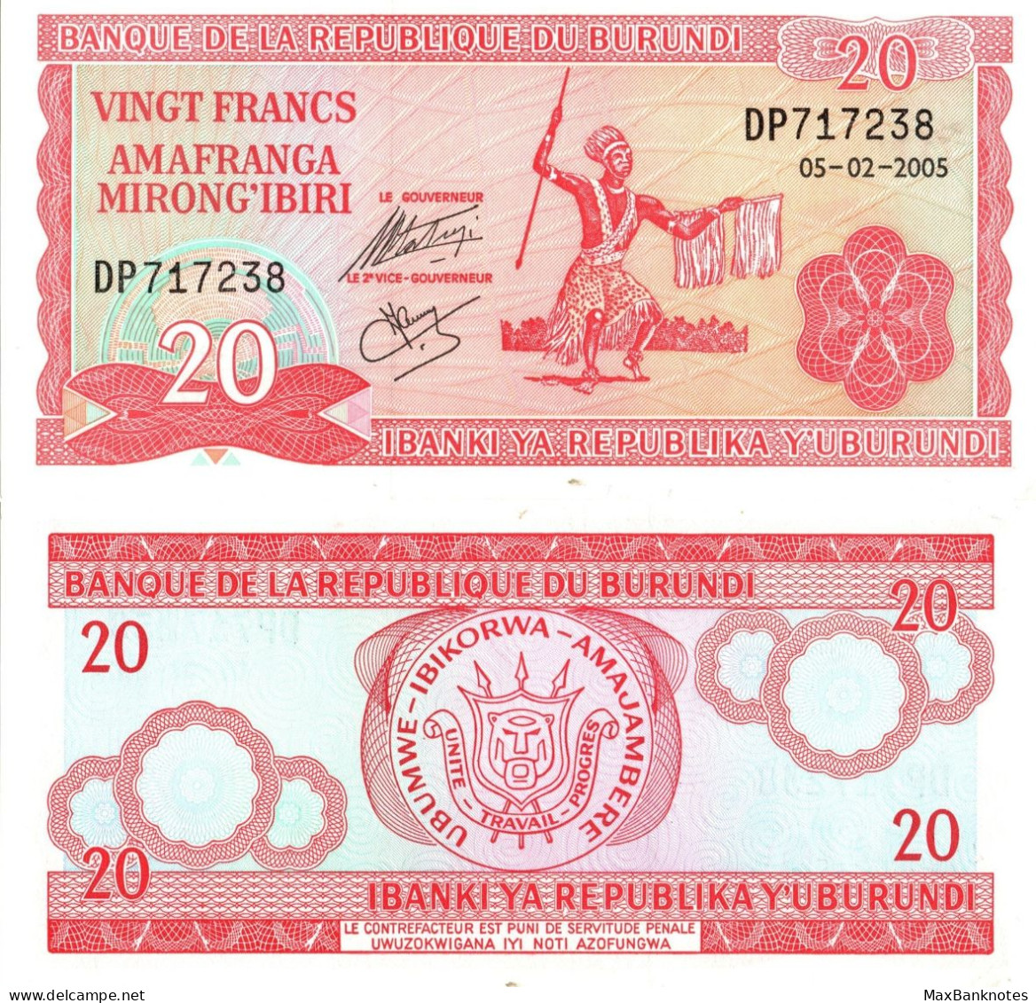 Burundi / 20 Francs / 2005 / P-27(d) / UNC - Burundi