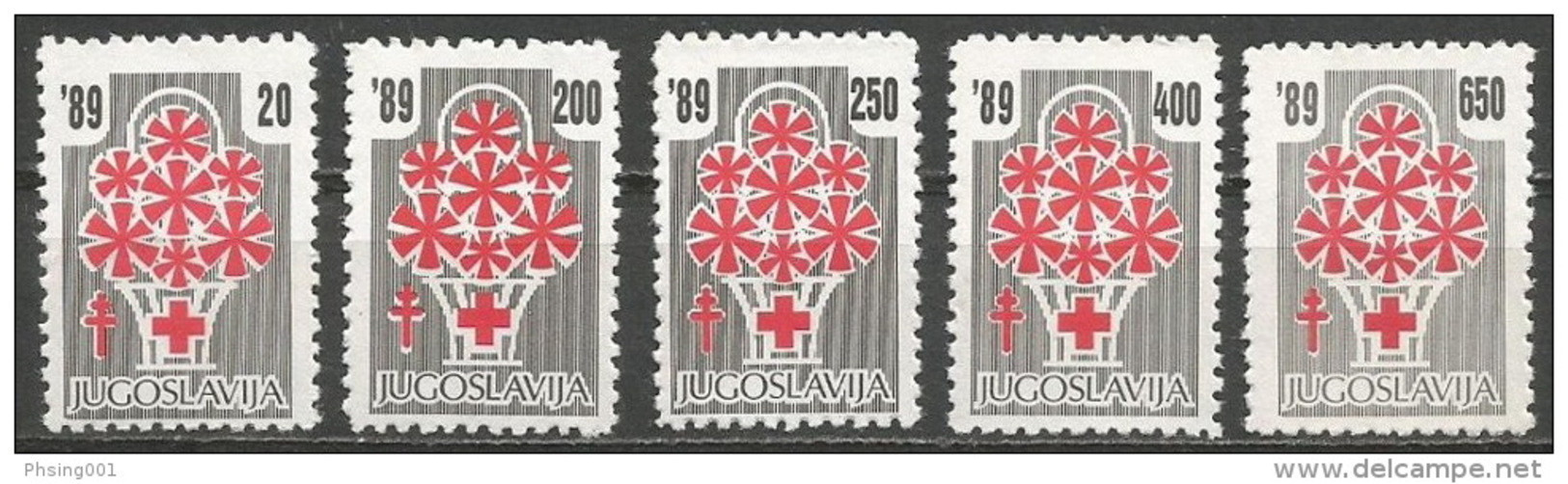 Yugoslavia 1989 Red Cross Tuberculosis TBC Postage Due Tax Charity Surcharge, Set MNH - Segnatasse