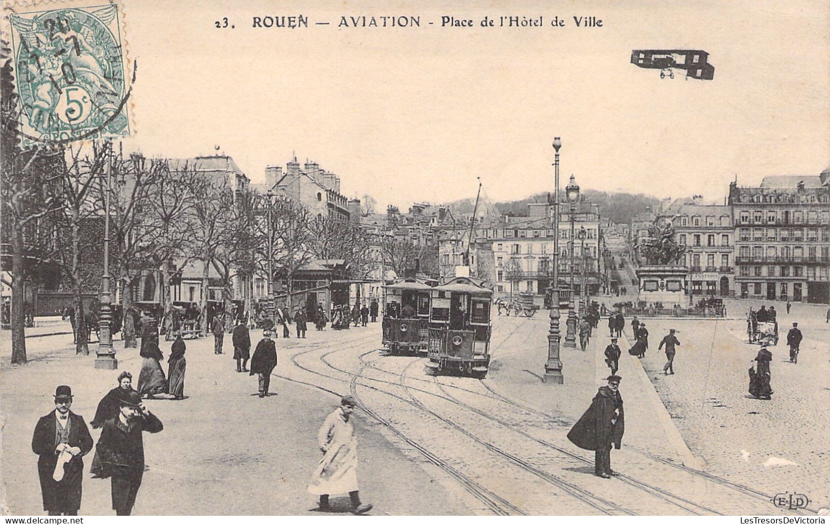 FRANCE - Rouen - Aviation - Place De L'hotel De Ville  - Carte Postale Ancienne - Rouen