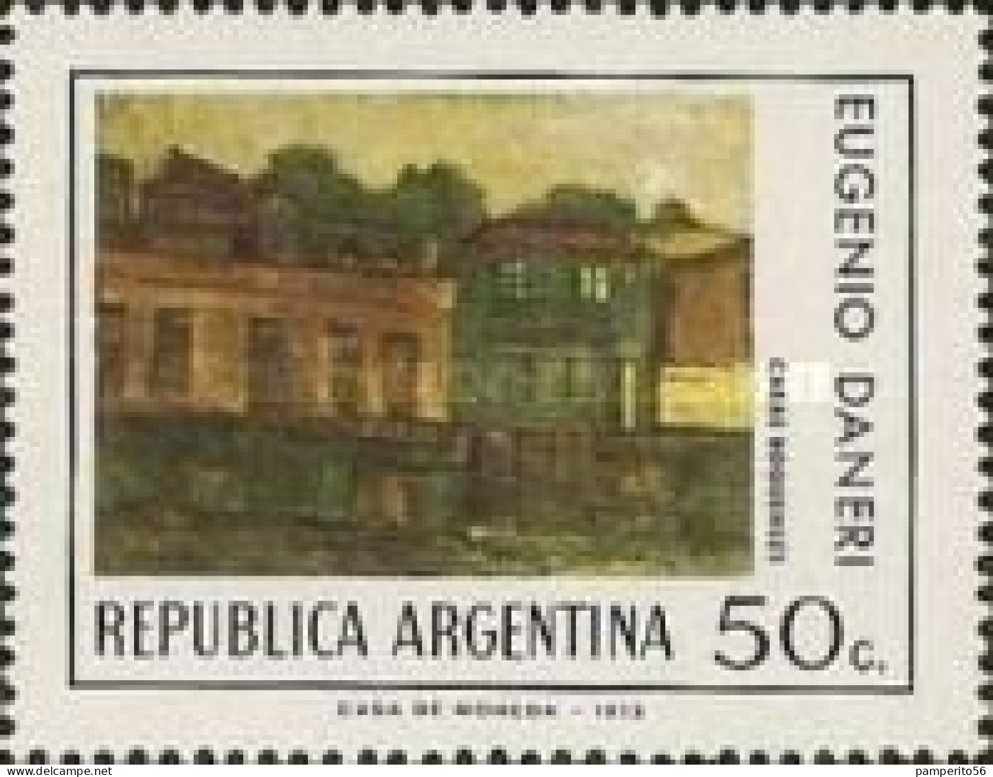 ARGENTINA - AÑO 1974 - Pintura Argentina - "Casas Boquenses", Eugenio Daneri - Usada - Gebruikt