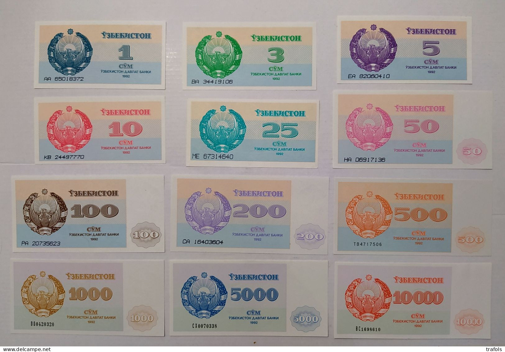 Uzbekistan - Full Set 1992 UNC - 1,3,5,10,25,50,100,200,500,1000,5000,10000 Sum P. 61,62,63,64,65,66,67,68,69,70,71,72 ! - Ouzbékistan