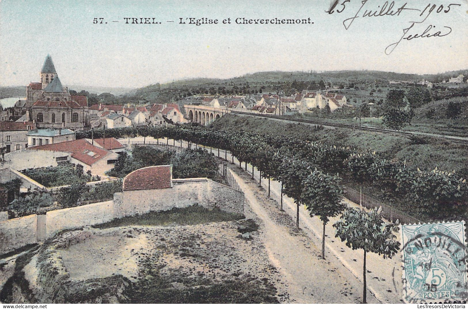 FRANCE - Triel - L'eglise Et Cheverchemont - Carte Postale Ancienne - Triel Sur Seine