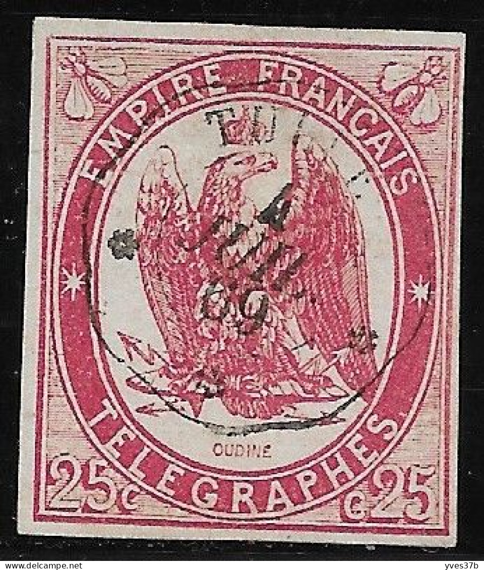 FRANCE Timbres-Télégraphe N°1 - 25cts Rouge-carmin - Oblitéré - TTB - - Telegramas Y Teléfonos