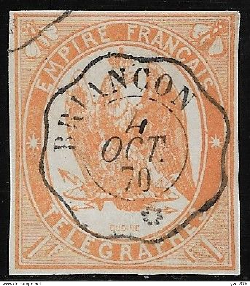 FRANCE Timbres-Télégraphe N°3 - 1fr Orange - Oblitéré - Signé A. Brun - TTB - - Télégraphes Et Téléphones