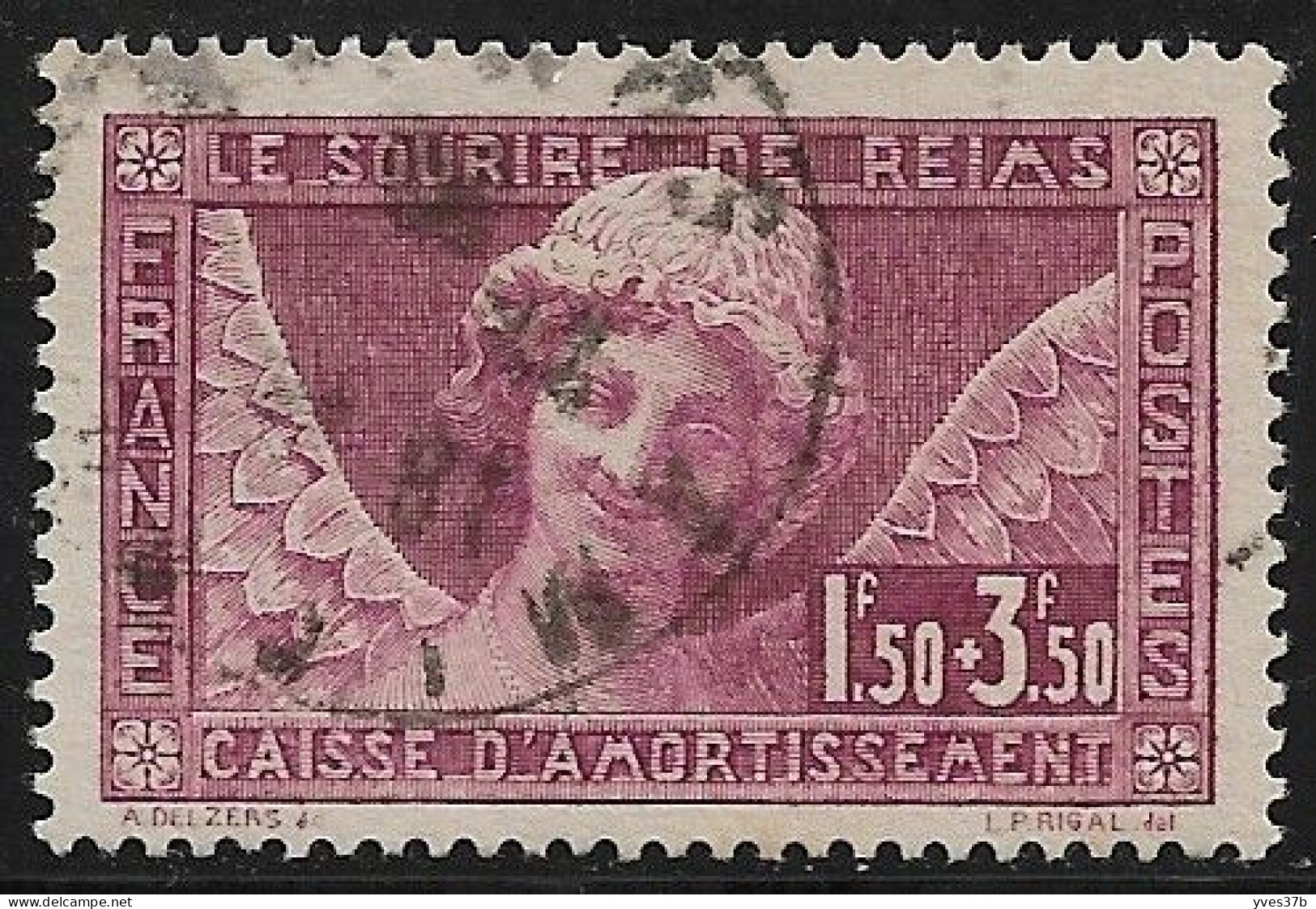 FRANCE N°256 "Sourire De Reims" - Oblitéré - TTB - - Usati