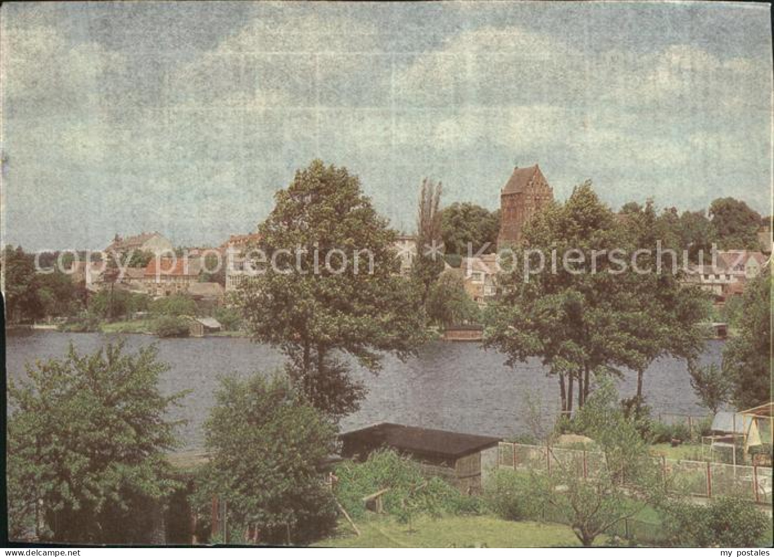 72374290 Lychen Blick Ueber Den Stadtsee Kirche Lychen - Lychen