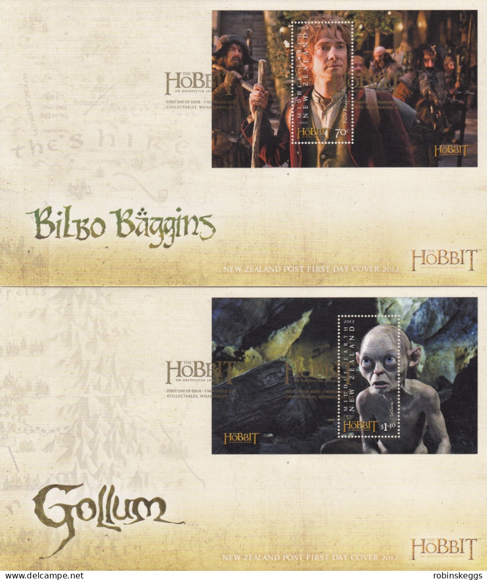 NEW ZEALAND 2012 The Hobbit: An Unexpected Journey, Set Of 6 M/S FDC's - Vignettes De Fantaisie