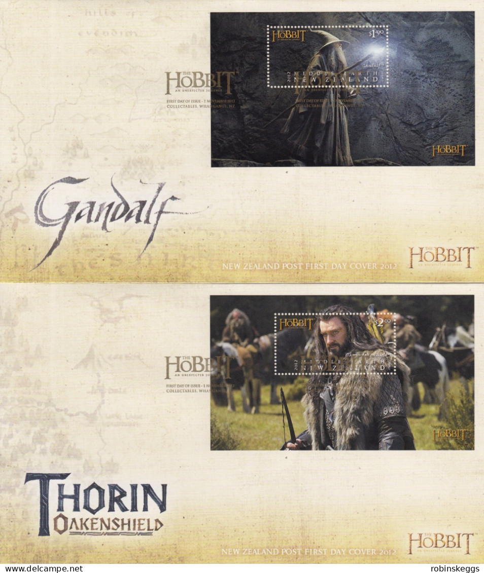 NEW ZEALAND 2012 The Hobbit: An Unexpected Journey, Set Of 6 M/S FDC's - Vignettes De Fantaisie