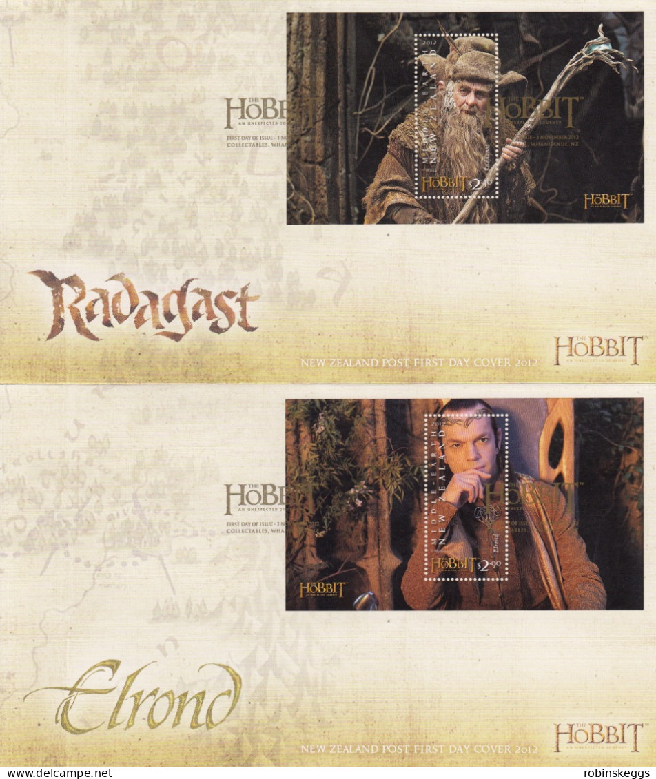 NEW ZEALAND 2012 The Hobbit: An Unexpected Journey, Set Of 6 M/S FDC's - Fantasy Labels