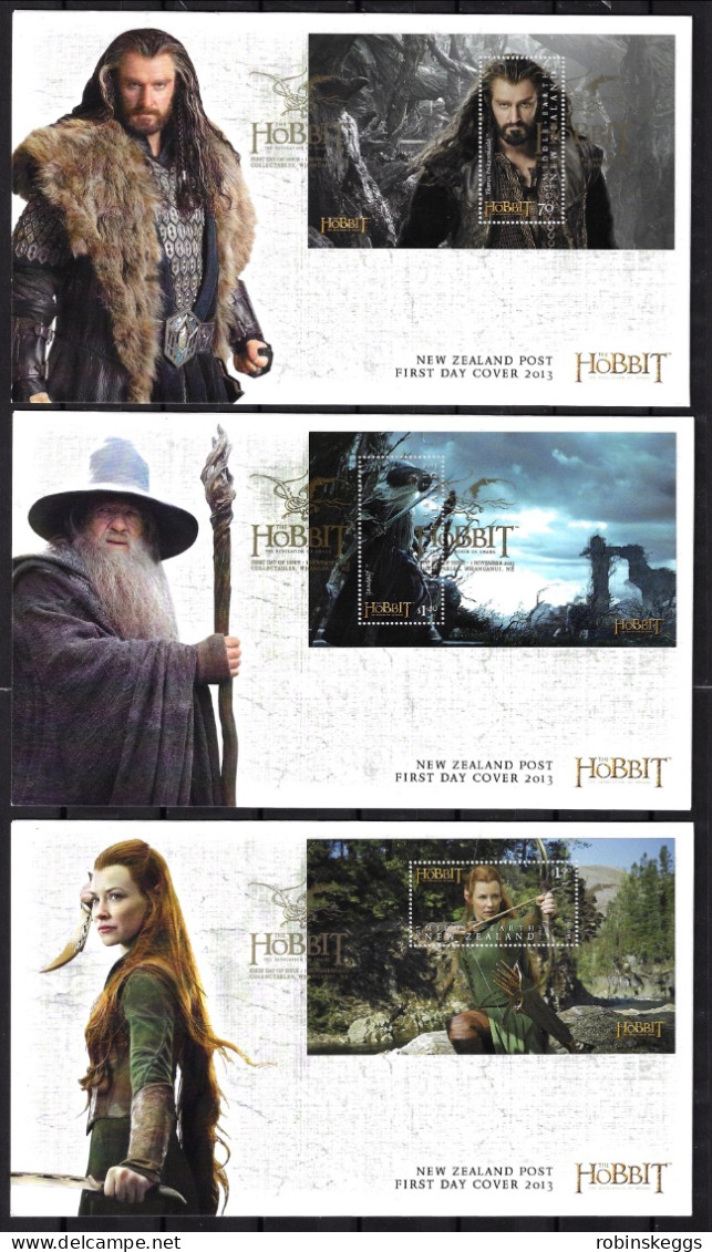 NEW ZEALAND 2013 The Hobbit: Desolation Of Smaug, Set Of 6 M/S FDC's - Fantasy Labels