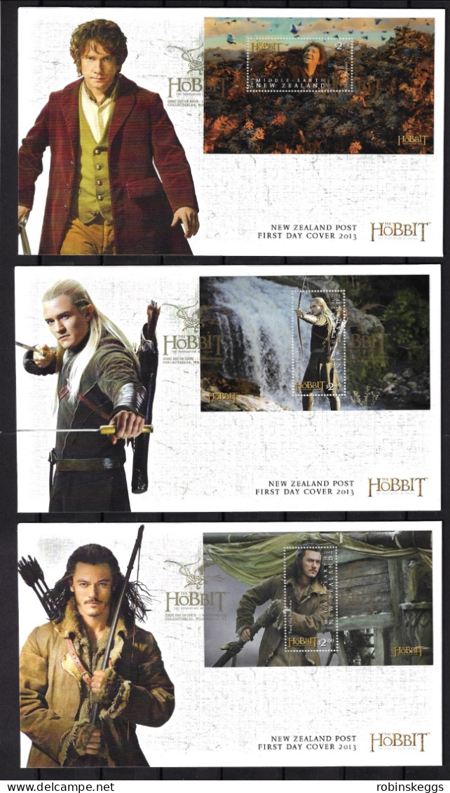 NEW ZEALAND 2013 The Hobbit: Desolation Of Smaug, Set Of 6 M/S FDC's - Fantasy Labels