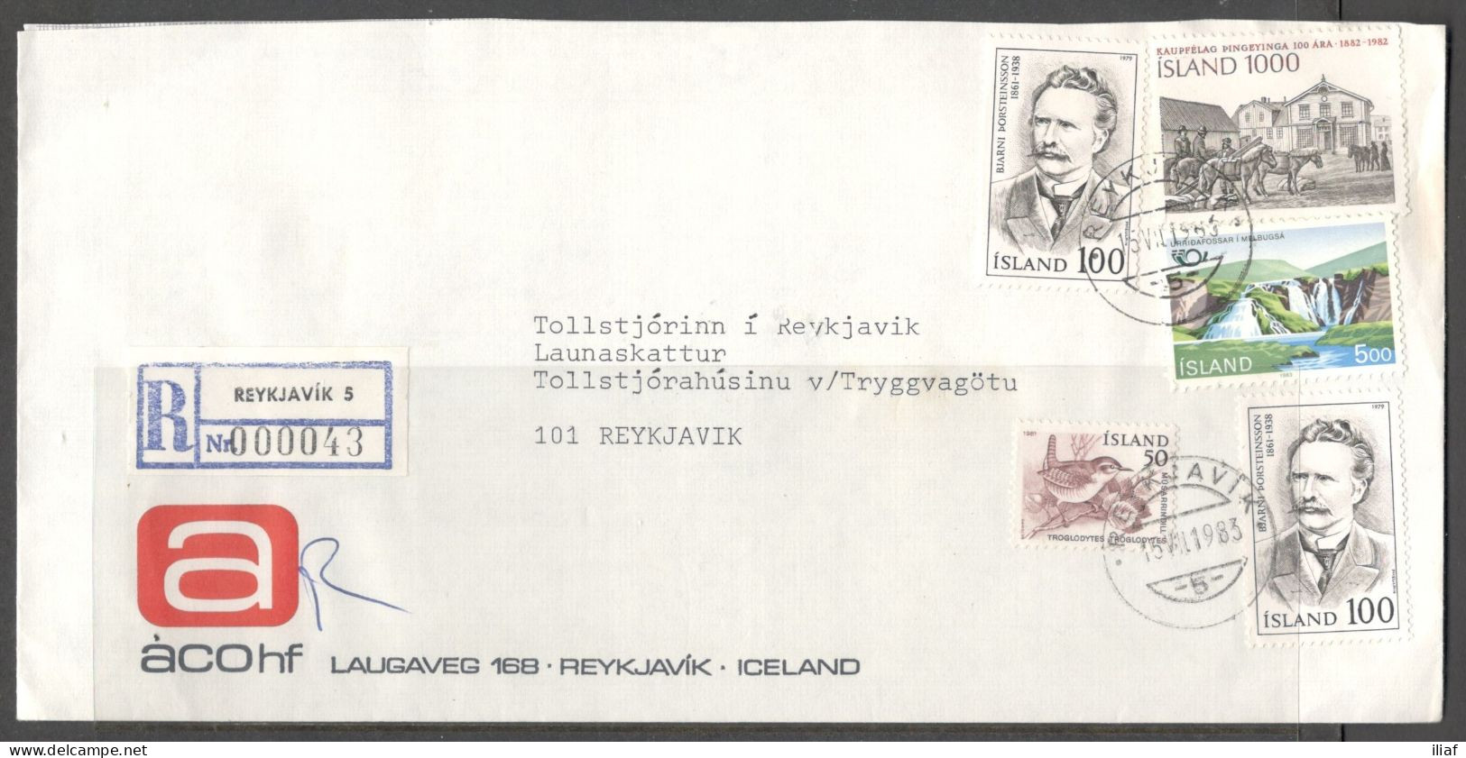 Iceland. Stamps Sc. 522, 543, 559, 572 On Registered Letter, Sent From Reykjavik On 15.05.1983 To Reykjavik. - Covers & Documents