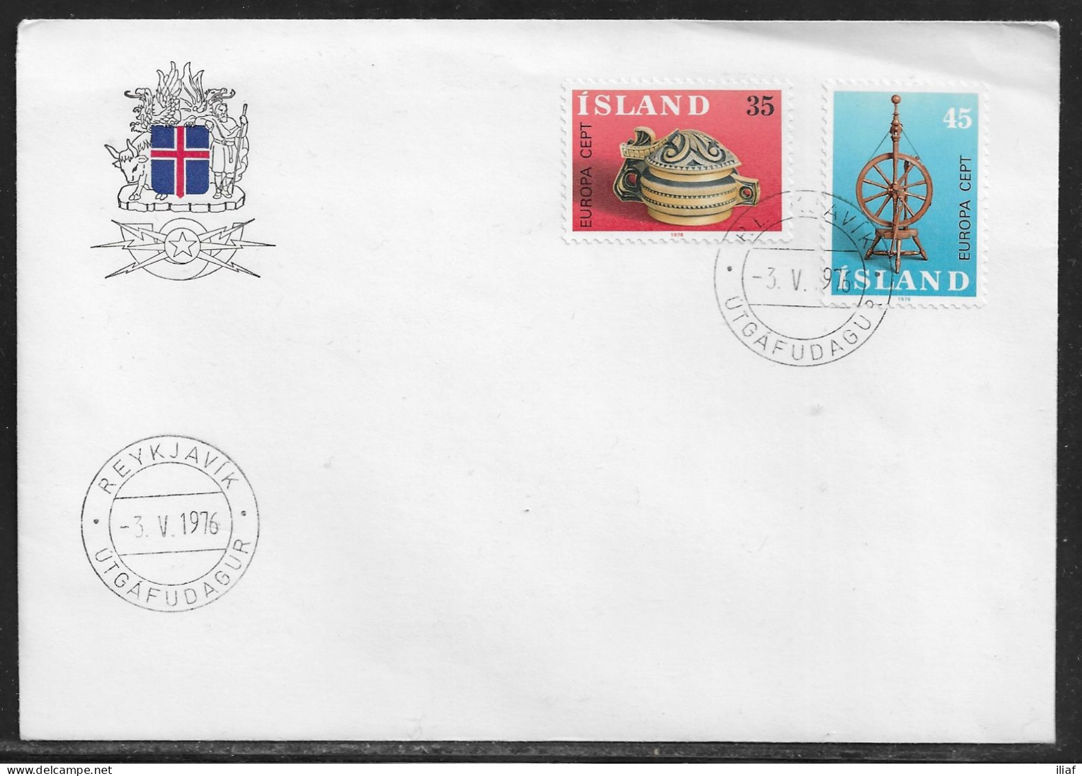 Iceland. FDC Sc. 490-491.   EUROPA Stamps - Handicrafts.  FDC Cancellation On Special Envelope - FDC