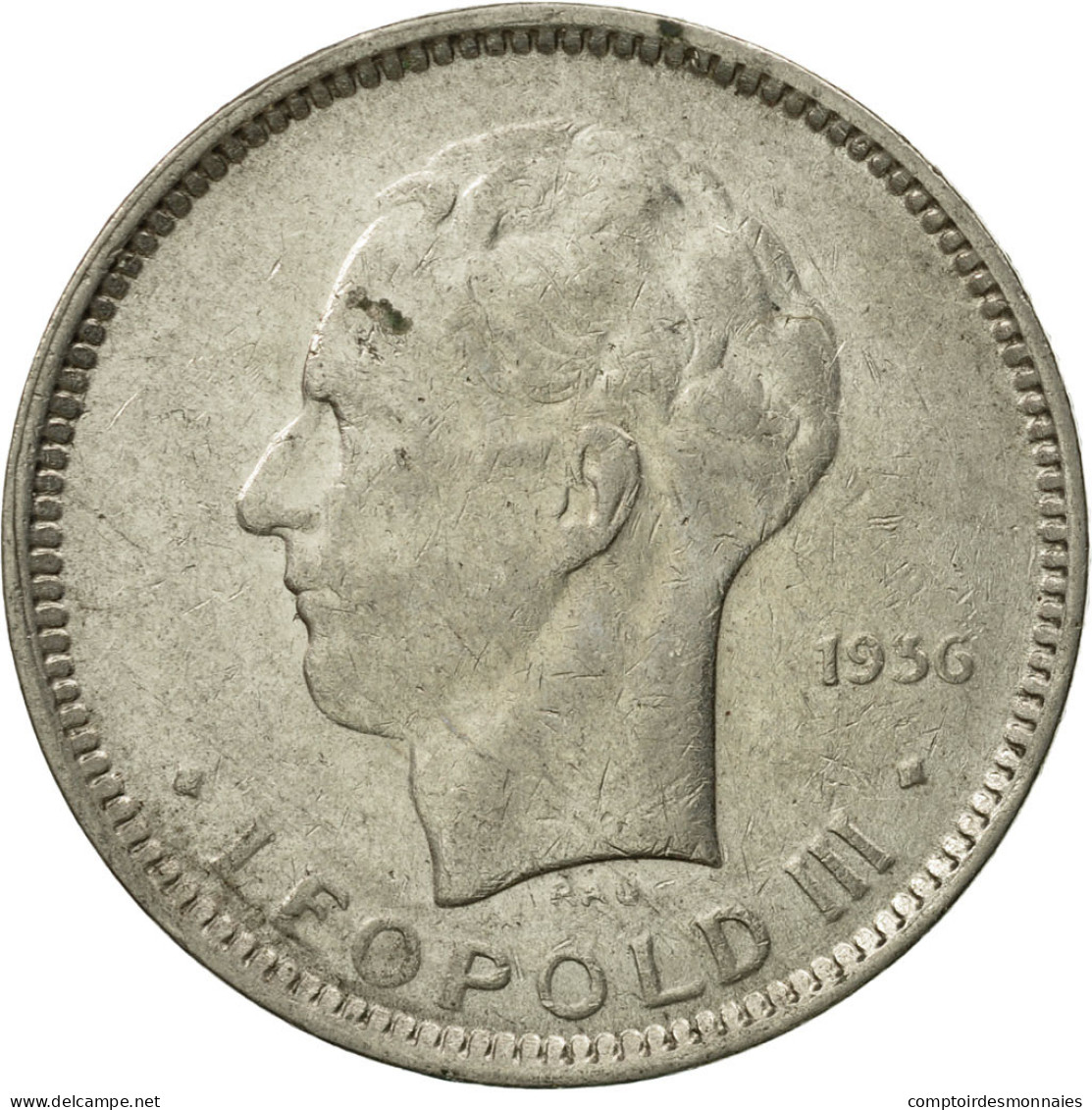 Monnaie, Belgique, 5 Francs, 5 Frank, 1936, TTB, Nickel, KM:109.1 - 5 Francs