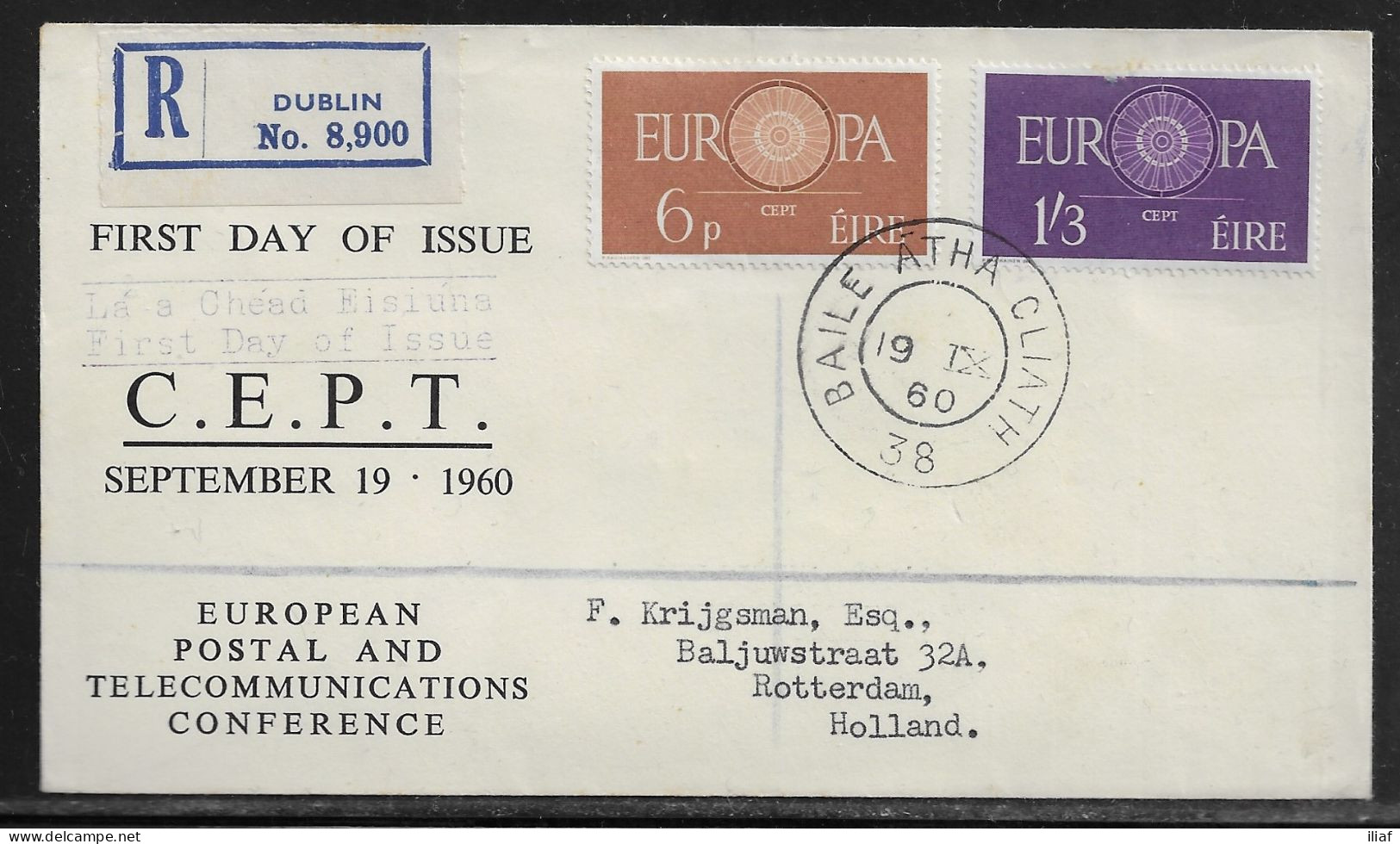 Ireland. FDC Sc. 175-176   Europa CEPT 1960  FDC Cancellation On FDC Envelope (1) - FDC