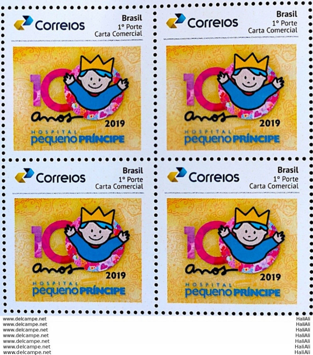 PB 143 Brazil Personalized Stamps Hospital Pequeno Principe Health Gummed 2019 Block Of 4 - Personalized Stamps