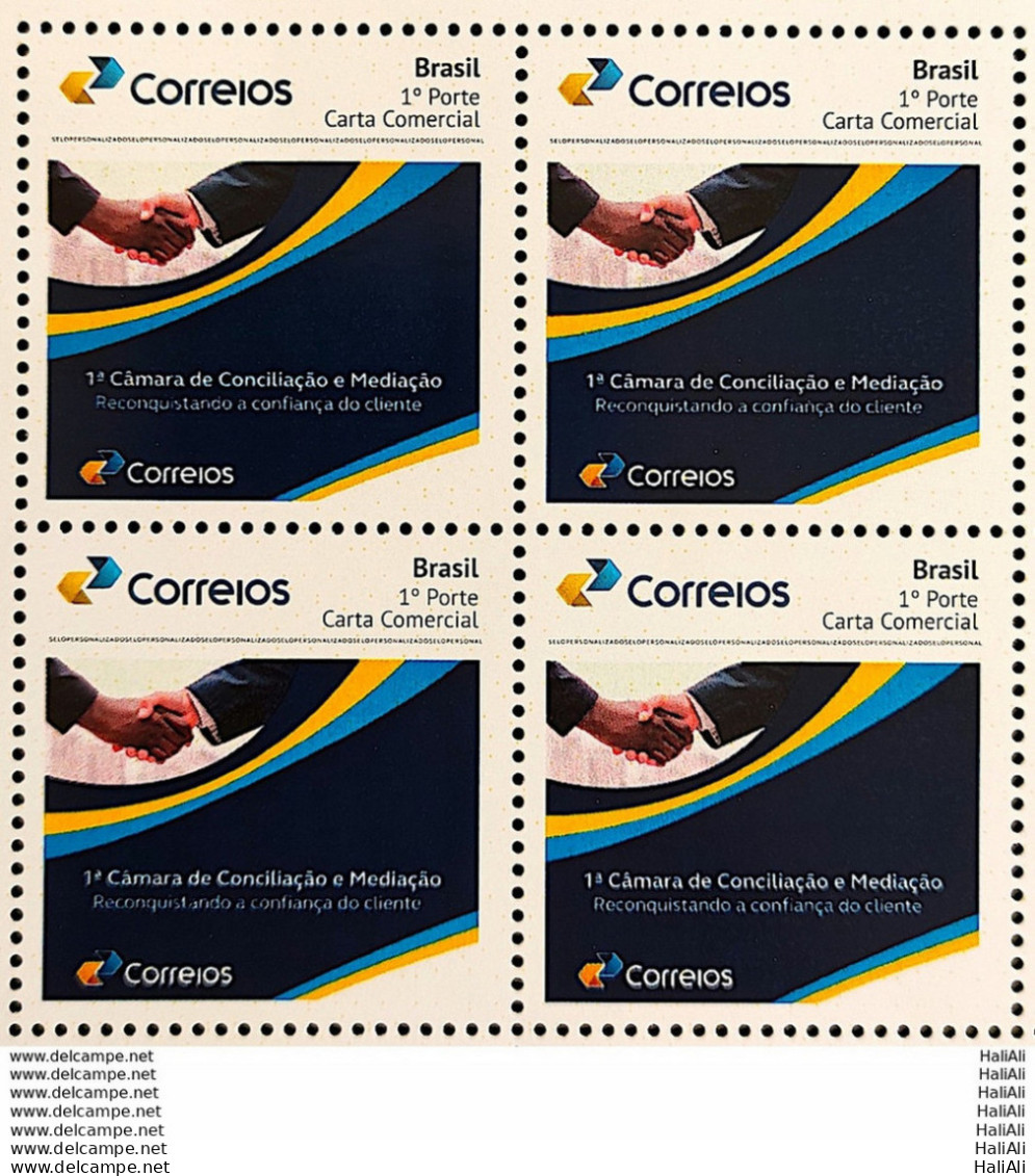 PB 141 Brazil Personalized Stamp Mediation And Conciliation Law 2019 Block Of 4 - Gepersonaliseerde Postzegels