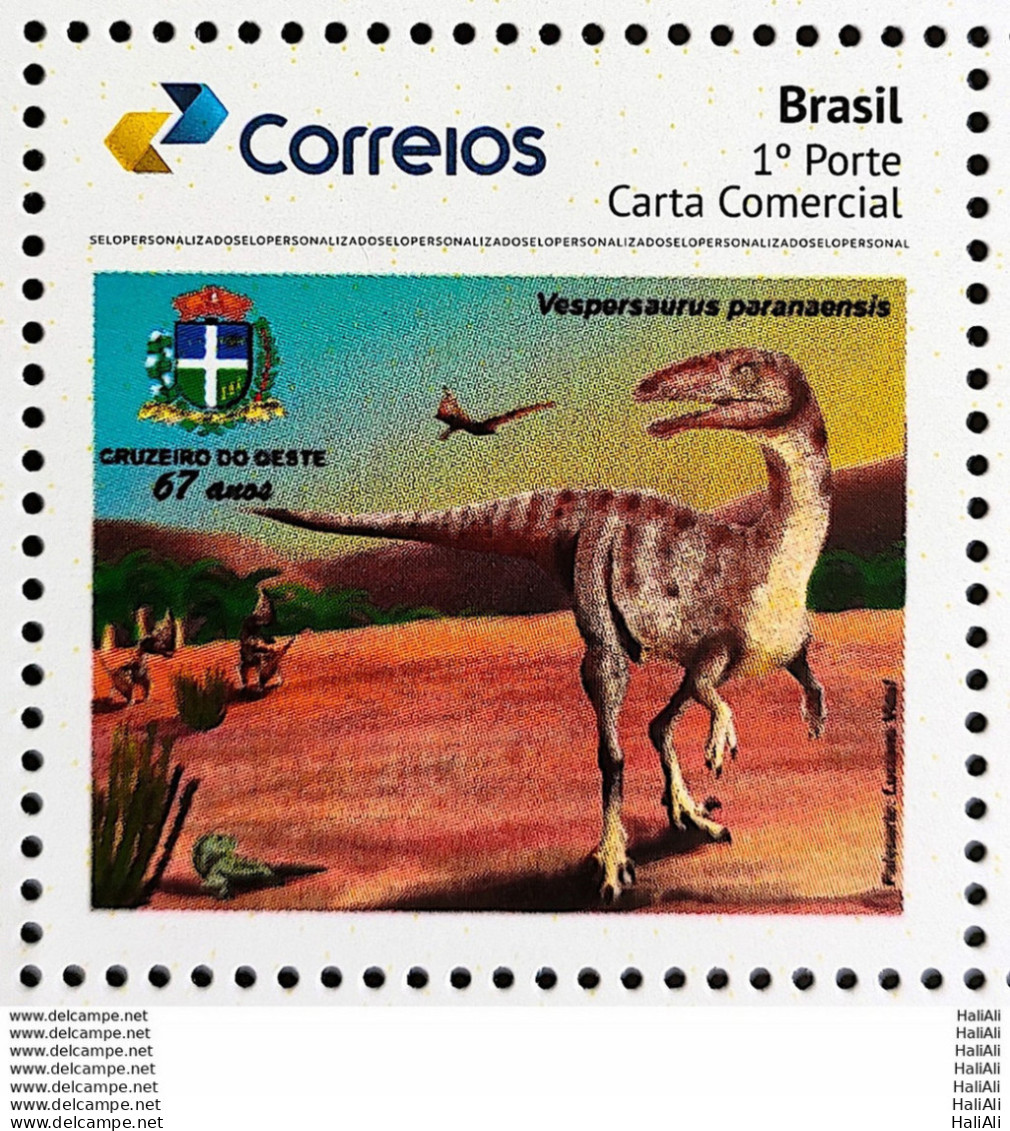 PB 136 Brazil Personalized Stamp Dinosaur Vespersaurus Paranaenses 2019 - Personnalisés