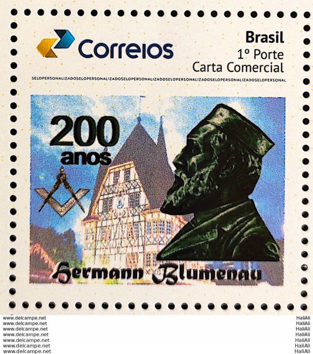 PB 135 Brazil Personalized Stamp Hermann Blumenau Masonry 2019 - Personalisiert