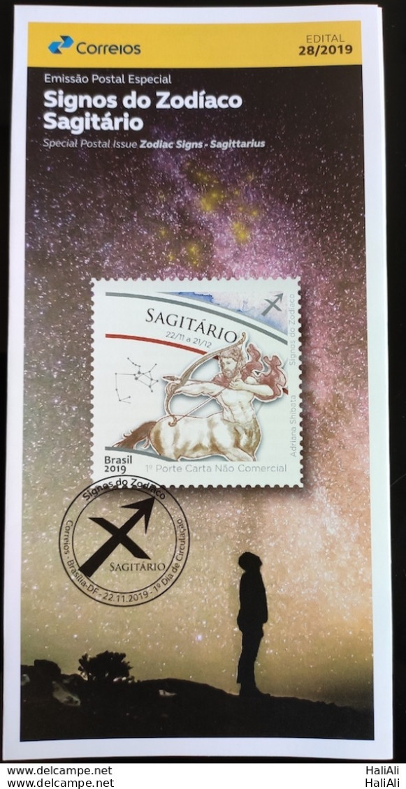 Brochure Brazil Edital 2019 28 Zodiac Signs Sagittarius Astrology Without Stamp - Covers & Documents