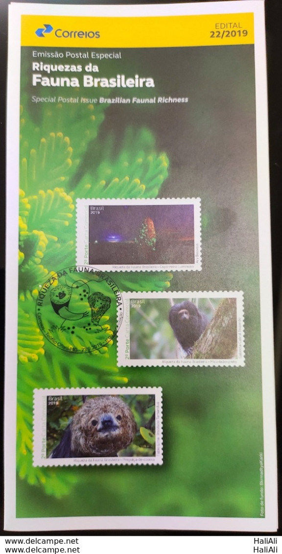 Brochure Brazil Edital 2019 22 Brazilian Faunal Richness Insects Monkey Without Stamp - Storia Postale