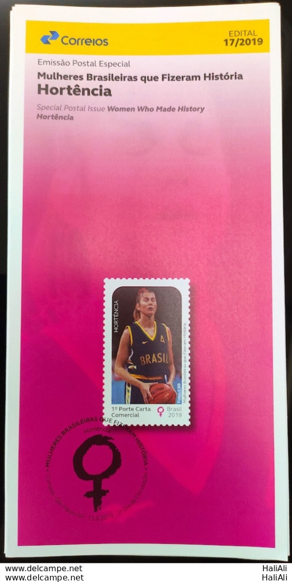 Brochure Brazil Edital 2019 17 Woman Hortencia Basketball Without Stamp - Covers & Documents