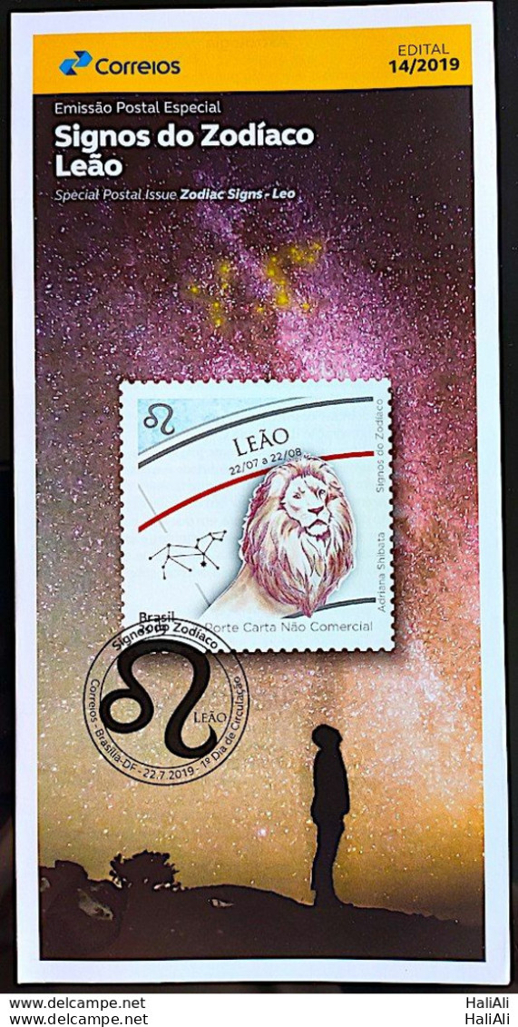 Brochure Brazil Edital 2019 14 Zodiac Signs Lion Astrology Without Stamp - Covers & Documents