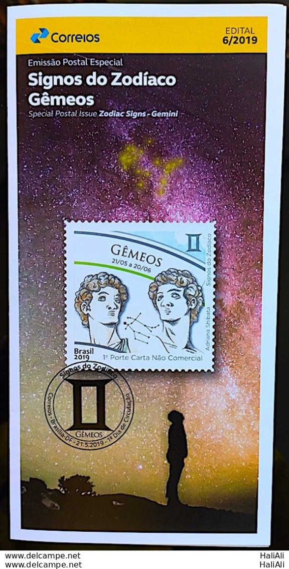 Brochure Brazil Edital 2019 06 Zodiac Signs Gemini Astrology Without Stamp - Covers & Documents