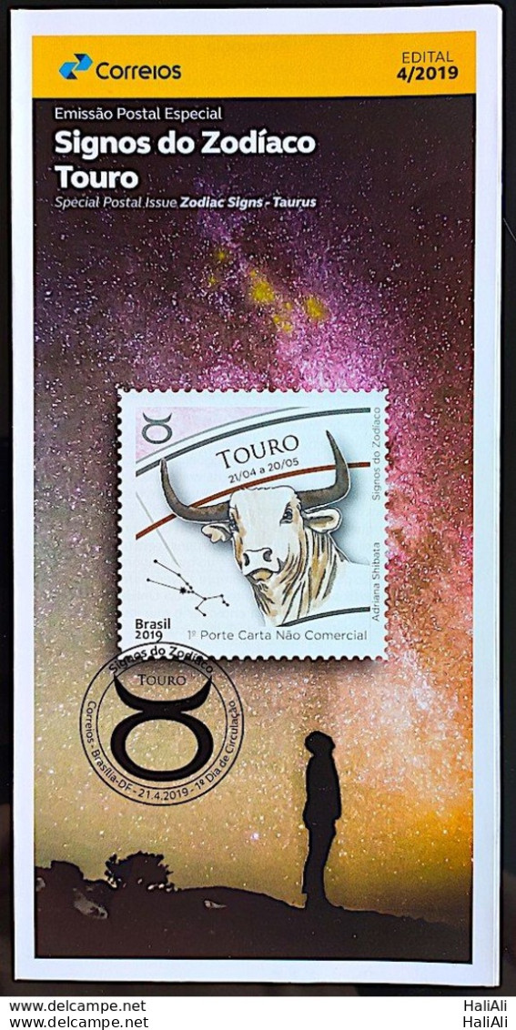 Brochure Brazil Edital 2019 04 Zodiac Signs Taurus Astrology Without Stamp - Lettres & Documents