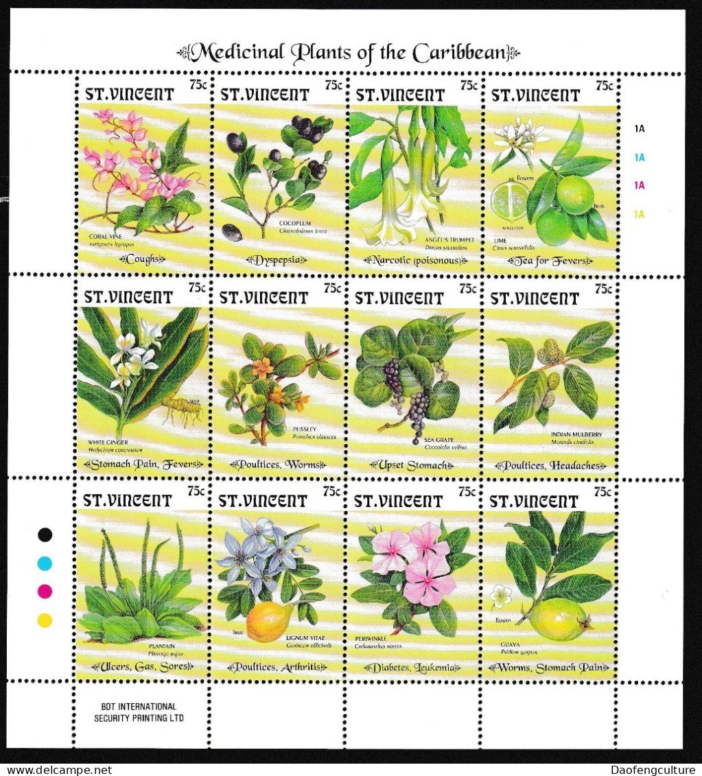 St.Vincent 1992 Medicinal Plants Of The Caribbean - St.Vincent (1979-...)