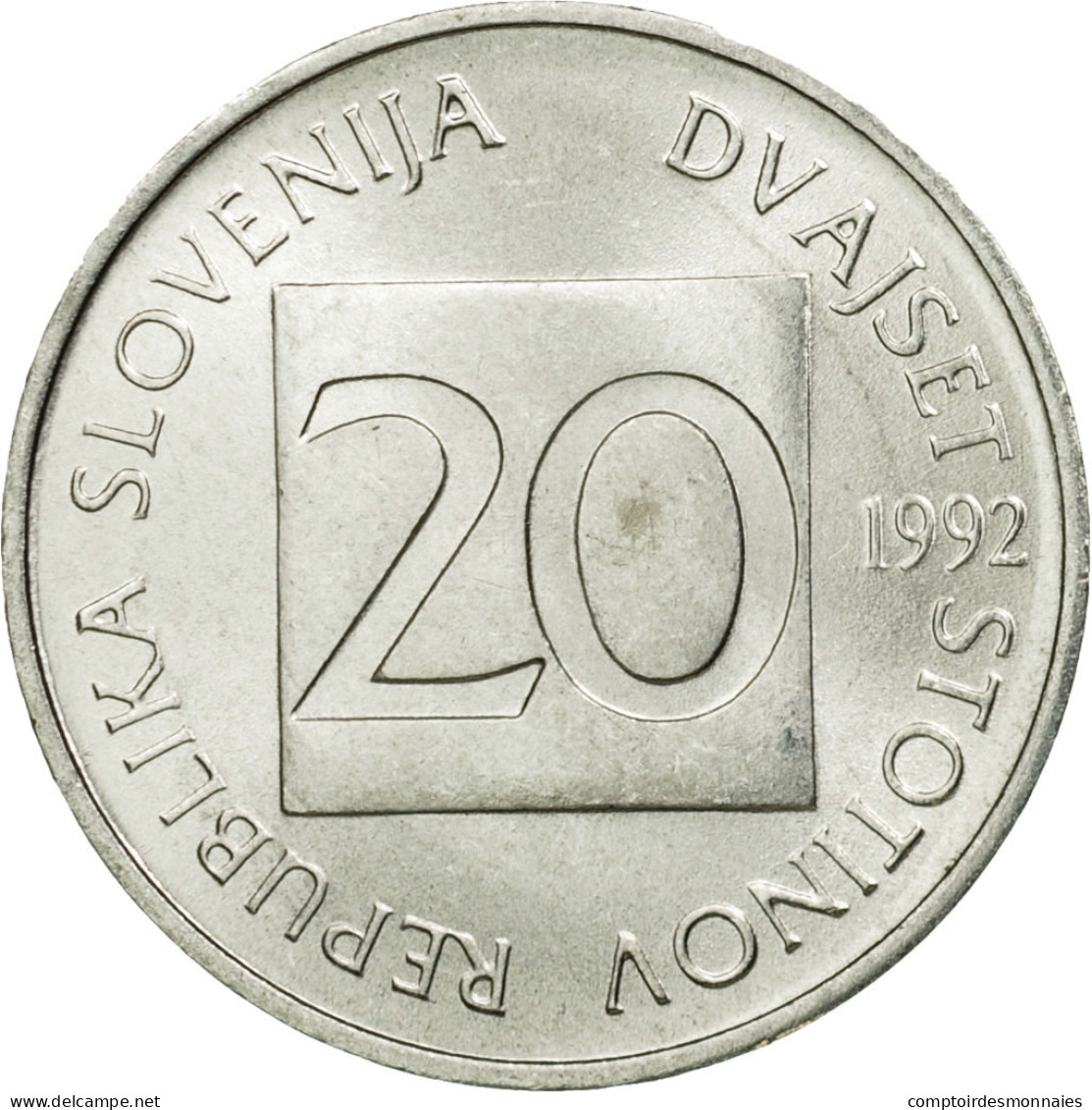 Monnaie, Slovénie, 20 Stotinov, 1992, SUP, Aluminium, KM:8 - Slovenië