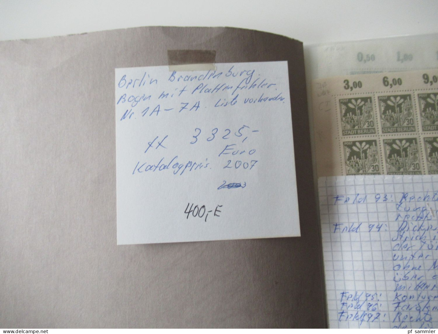 SBZ / Berlin Und Brandenburg 1945 Bogenmappe Mit Den Nr. 1A - 7A ** Und SBZ Provinz Sachsen Nr.90 / 91 Zigarettenpapier - Sammlungen (im Alben)