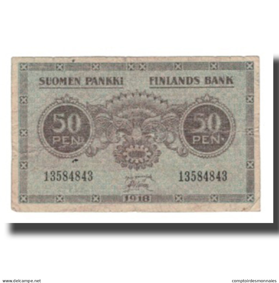 Billet, Finlande, 50 Penniä, 1918, KM:34, B+ - Finlande