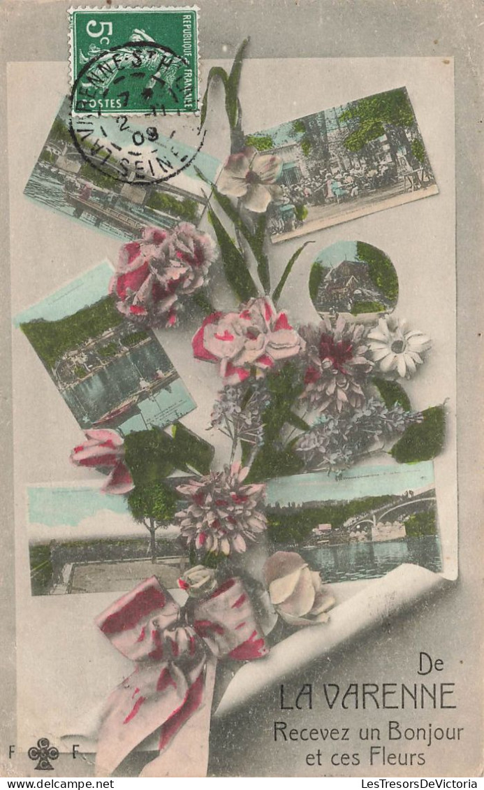 FRANCE - La Varenne - Recevez Un Bonjour Et Ces Fleurs - Multivues - Carte Postale Ancienne - Chennevieres Sur Marne