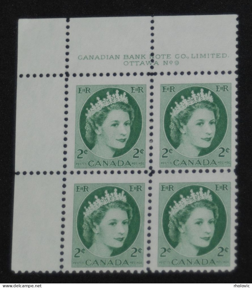 CANADA 1954, Queen Elizabeth II, 4-block, Mi #291, MNH** - Nuevos