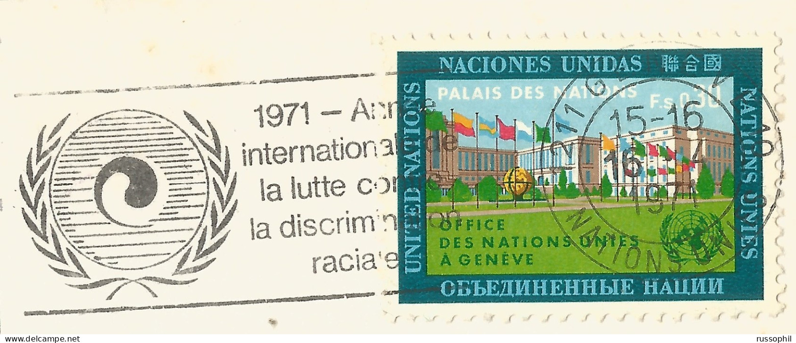 UN GENEVA - Mi. #4 ALONE FRANKING PC (VIEW OF MONREALE) TO BELGIUM - 1971 - Covers & Documents