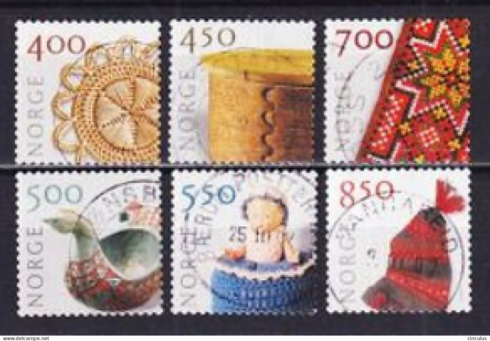 2001. Norway. Handicraft. Used. Mi. Nr. 1368-70, 1389-91 - Gebraucht