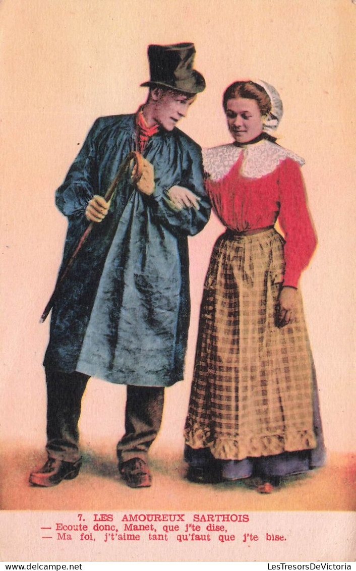 FOLKLORE - Costumes - Les Amoureux Sarthois - Fantaisie - Carte Postale Ancienne - Trachten