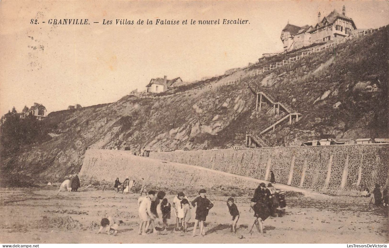FRANCE - Granville - Les Villas De La Falaise Et Le Nouvel Escalier - Carte Postale Ancienne - Granville