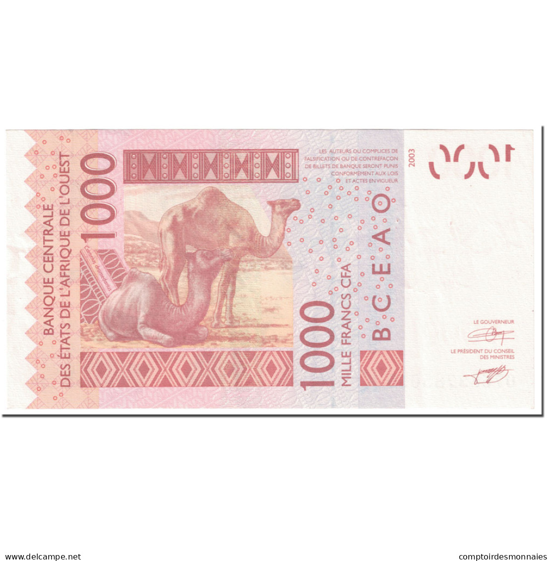 Billet, West African States, 1000 Francs, 2003, Undated (2003), KM:715Ka, SPL - West African States