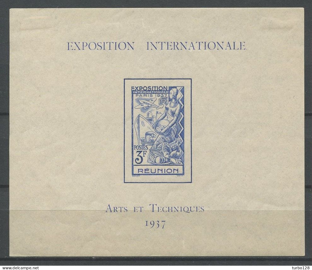 Réunion 1937 Bloc N° 1 * Neuf MH Trace De Charnière TTB C 10 € Exposition Internationale Arts Et Techniques 1937 Bateau - Hojas Y Bloques