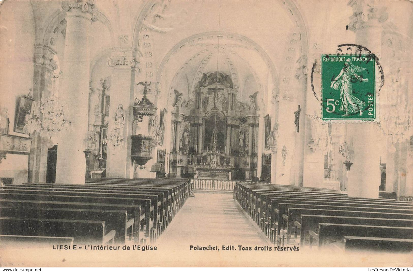 FRANCE - Liesle - L'intérieur De L'église - Polanchet Edit - Carte Postale Ancienne - Autres & Non Classés